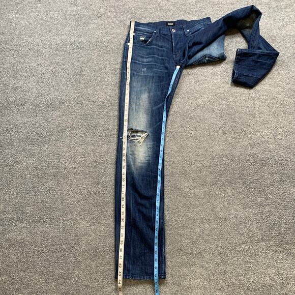 Hudson Jeans Mens 30 Blake SLIM Straight Distressed 5 Pocket Whiskered Denim - Picture 5 of 12